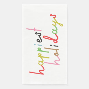 Serviette En Papier rétro coloré Joyeux Noël Fête