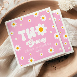 Serviette En Papier Retro Daisy Flower Two Super 2e fête d'anniversair