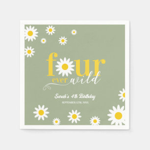 Serviette En Papier Retro Daisy Four Ever Wild Sage Green 4e anniversa
