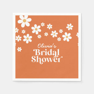 Serviette En Papier Retro Daisy orange brûlé baby shower