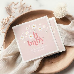 Serviette En Papier Retro Daisy Rose baby shower boho