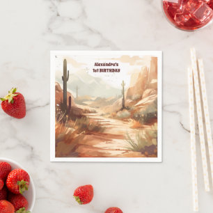 Serviette En Papier Retro Desert Cactus 1er anniversaire