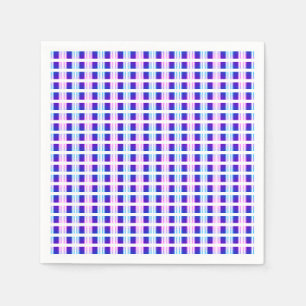 Serviette En Papier rétro électrique rayé bleu & violet