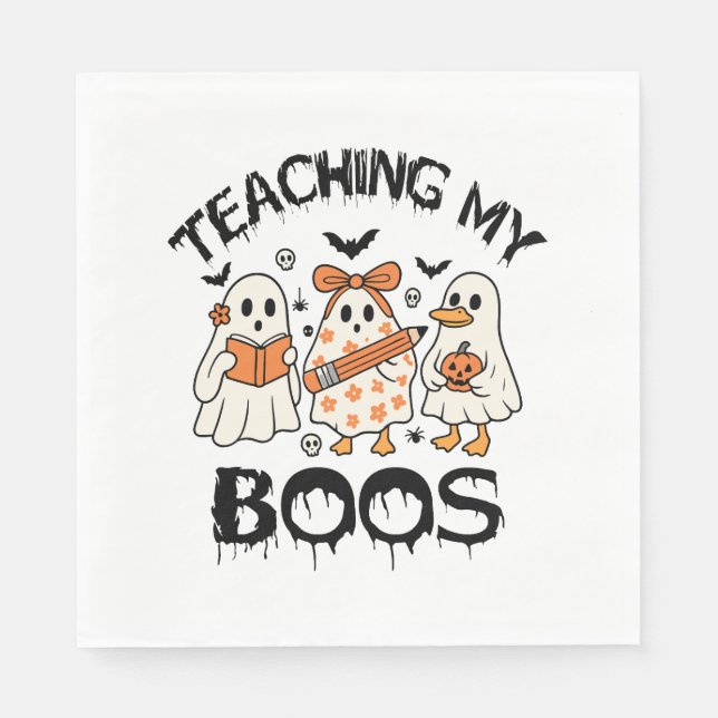Serviette En Papier Retro Enseigner Mes Boos Halloween (Devant)
