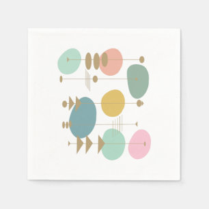 Serviette En Papier Retro Espace Atmosphérique Moyen Siècle Moderne