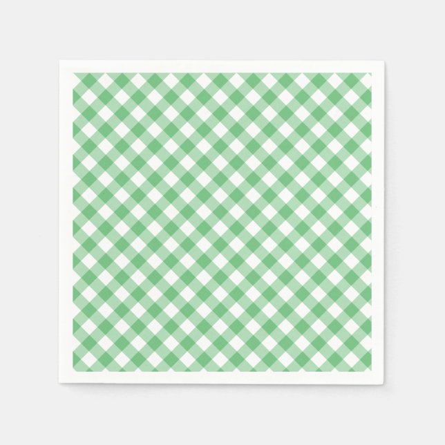 Serviette En Papier Retro Gingham Summer Green (Devant)