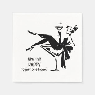 Serviette En Papier Retro Glam Happy Hour - Martini Diva Design
