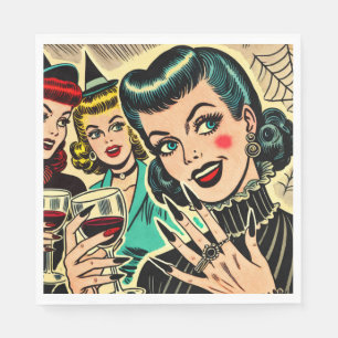 Serviette En Papier Retro gothique Halloween Girls Comics