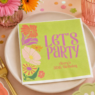 Serviette En Papier Retro Groovy Anniversaire | Retro Groovy Anniversa