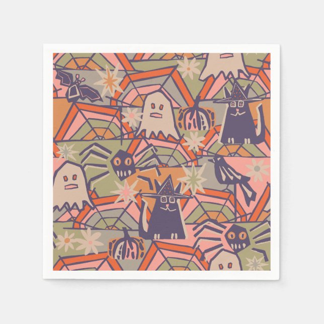 Serviette En Papier Retro Halloween (Devant)