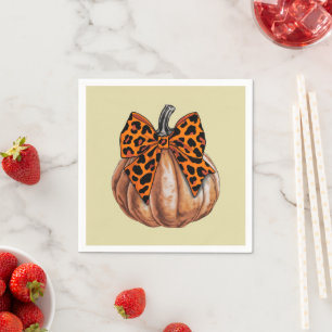 Serviette En Papier Retro Halloween Coquette Bow Citrouille Éffrayant