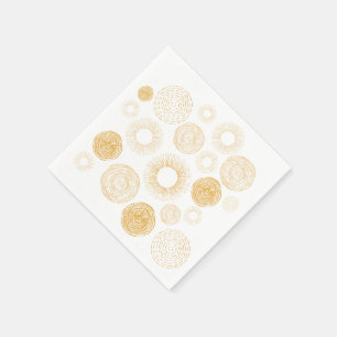 Serviette En Papier Retro Holiday Gold Burst Dîner de Noël
