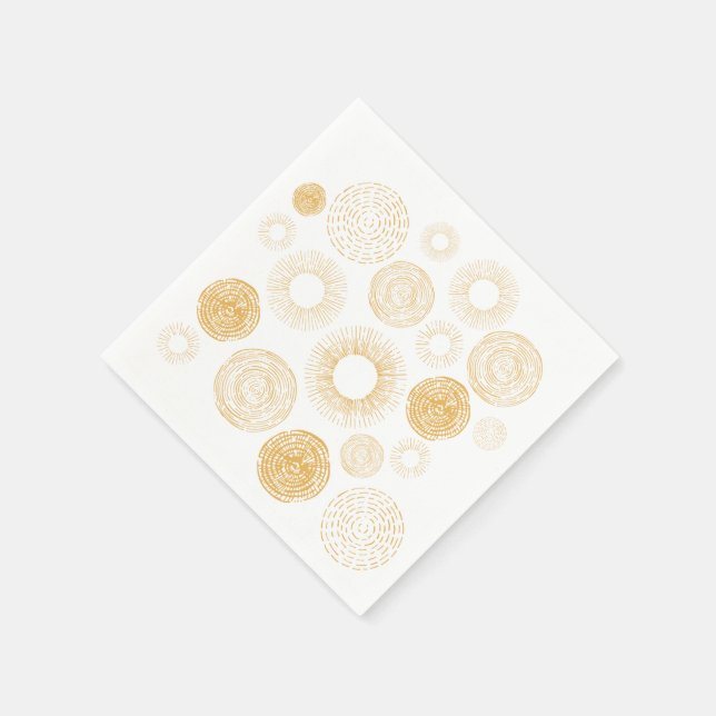 Serviette En Papier Retro Holiday Gold Burst Dîner de Noël (Coin)