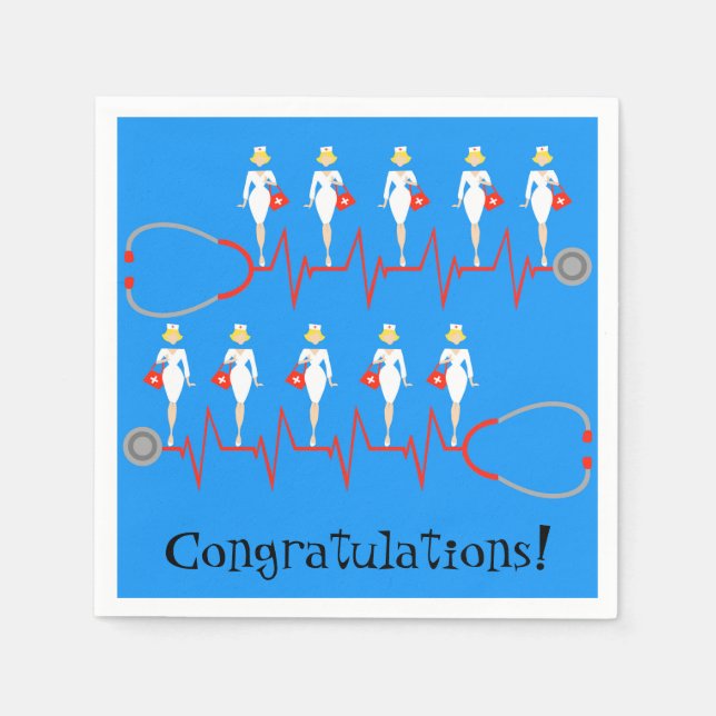 Serviette En Papier Retro Infirmière Félicitations Papier serviettes (Devant)