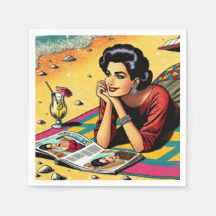 Serviette En Papier Retro Lady at Beach Daydreabout Fashion
