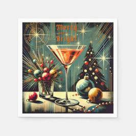 Serviette En Papier Retro les années 50 Merry & Bright Christmas Marti