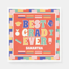Serviette En Papier Retro Meilleur Grad Jamais Red Graduation Party