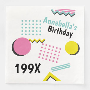 Serviette En Papier Retro Memphis Motif des années 90 Theme Party