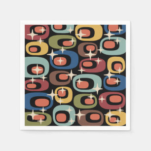 Serviette En Papier Retro Mid-Century Moderne Abstrait