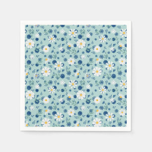 Serviette En Papier Retro motif floral avec marguerites.