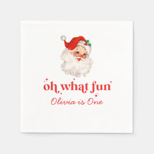 Serviette En Papier Retro Père Noël Oh Quel Amusant Anniversaire