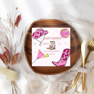 Serviette En Papier Retro Pink Disco Cowgirl Western Bachelorette
