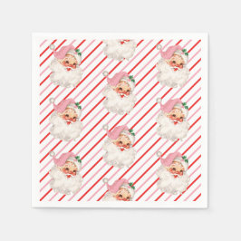 Serviette En Papier Retro Pink Père Noël Oh Quel Amusant