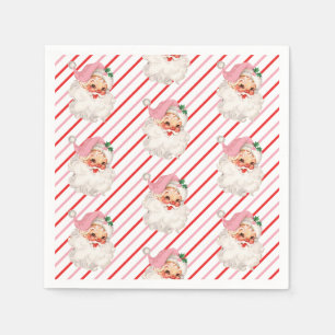 Serviette En Papier Retro Pink Père Noël Oh Quel Amusant