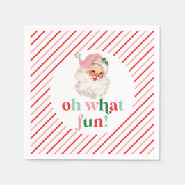 Serviette En Papier Retro Pink Père Noël Oh Quel Amusant