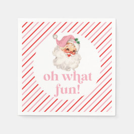 Serviette En Papier Retro Pink Père Noël Oh Quel Amusant