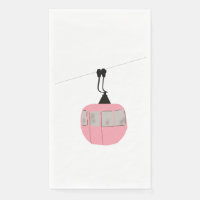 Retro Pink Ski Gondola Skieurs Ascenseur