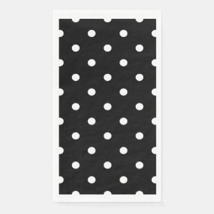 Serviette En Papier Rétro Points Blancs Sur Fond Noir
