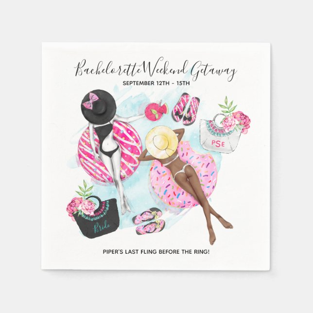 Serviette En Papier Retro Pool Girls Bachelorette Weekend Party (Devant)