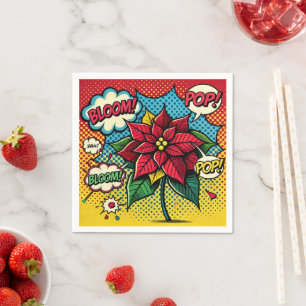 Serviette En Papier Retro Pop Art Comédie Poinsettia Découpage