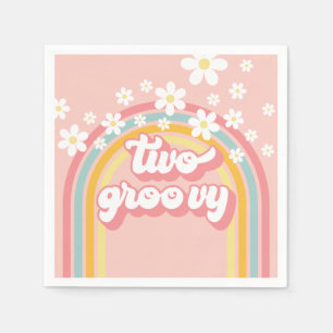 Serviette En Papier Retro Rainbow Deux Anniversaire Groovy 2