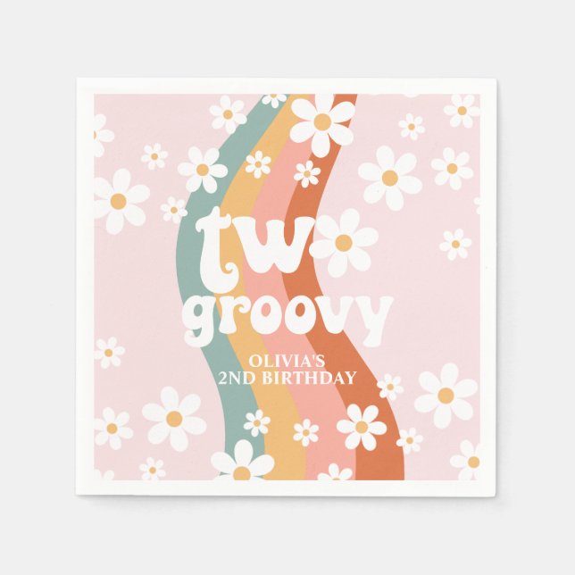 Serviette En Papier Retro Rainbow deux Super Daisy (Devant)