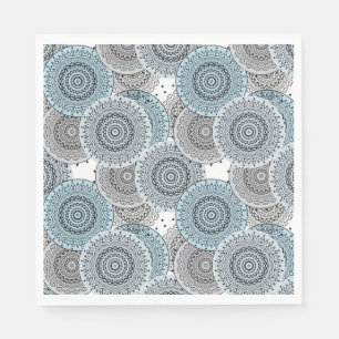 Serviette En Papier Rétro, rétro motif, bleu et gris, élégant