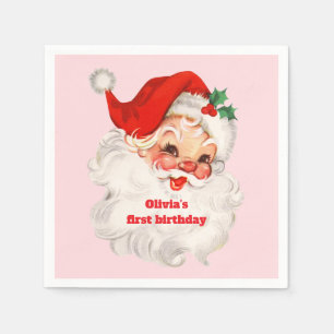 Serviette En Papier Retro Santa anniversaire