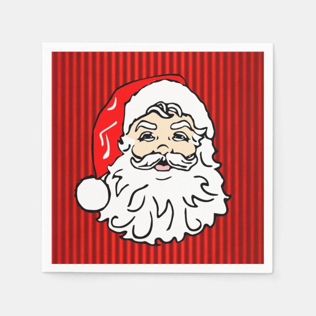Serviette En Papier Retro Santa Face Red (Devant)