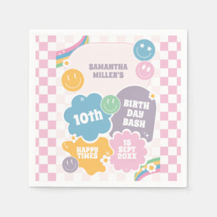 Serviette En Papier Retro Smiles Pastel Super Anniversaire