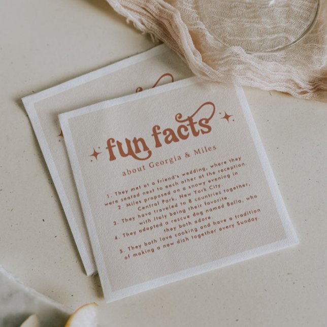 Serviette En Papier Rétro Sparkles Fun Facts Mariage Napkins (Créateur téléchargé)