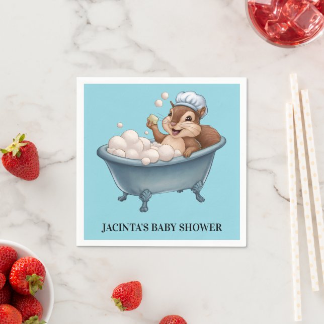 Serviette En Papier Retro Squirrel Baby Shower (En situation)