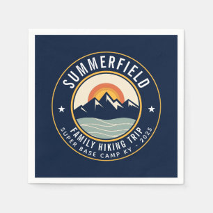 Serviette En Papier Retro Sunset Mountains Family Randonnée papier voy
