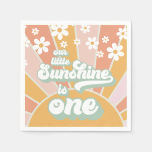 Serviette En Papier Retro Sunshine daisy boho premier anniversaire flo