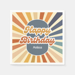 Serviette En Papier Retro Super Vague Joyeux Anniversaire
