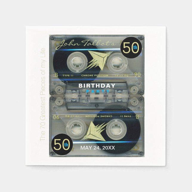 Serviette En Papier Retro T5 Audiotape 50e anniversaire Papier de fête (Devant)
