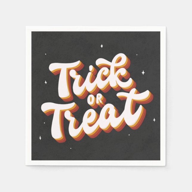 Serviette En Papier Retro Trick ou Treat (Devant)