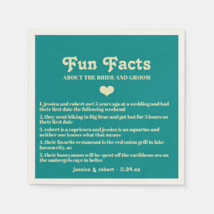 Serviette En Papier Retro Turquoise Blue Fun Facts Personnalisé