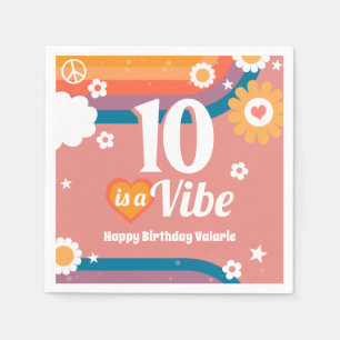 Serviette En Papier Retro Vibe 10e anniversaire