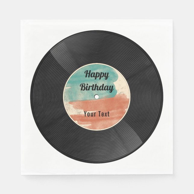Serviette En Papier Retro Vinyl Record Musique Anniversaire (Devant)